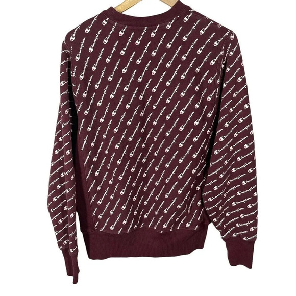 Champion Reverse Weave All Over Logo Sweatshirt Size M Crew Neck Long Sleeve - Picture 2 of 6